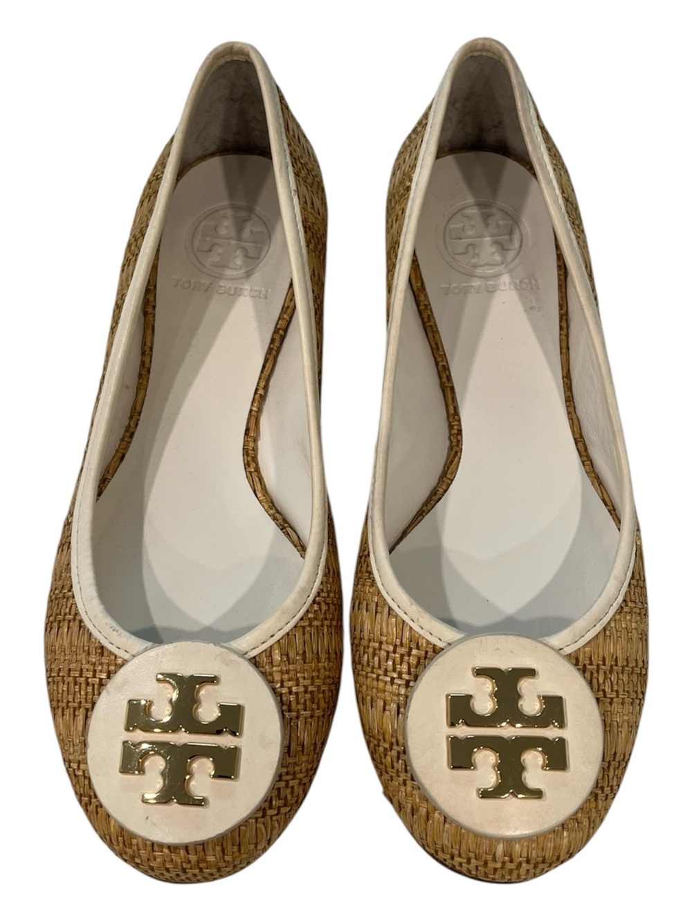 Tory Burch NWOB Reva Raffia Straw Flats Size 7